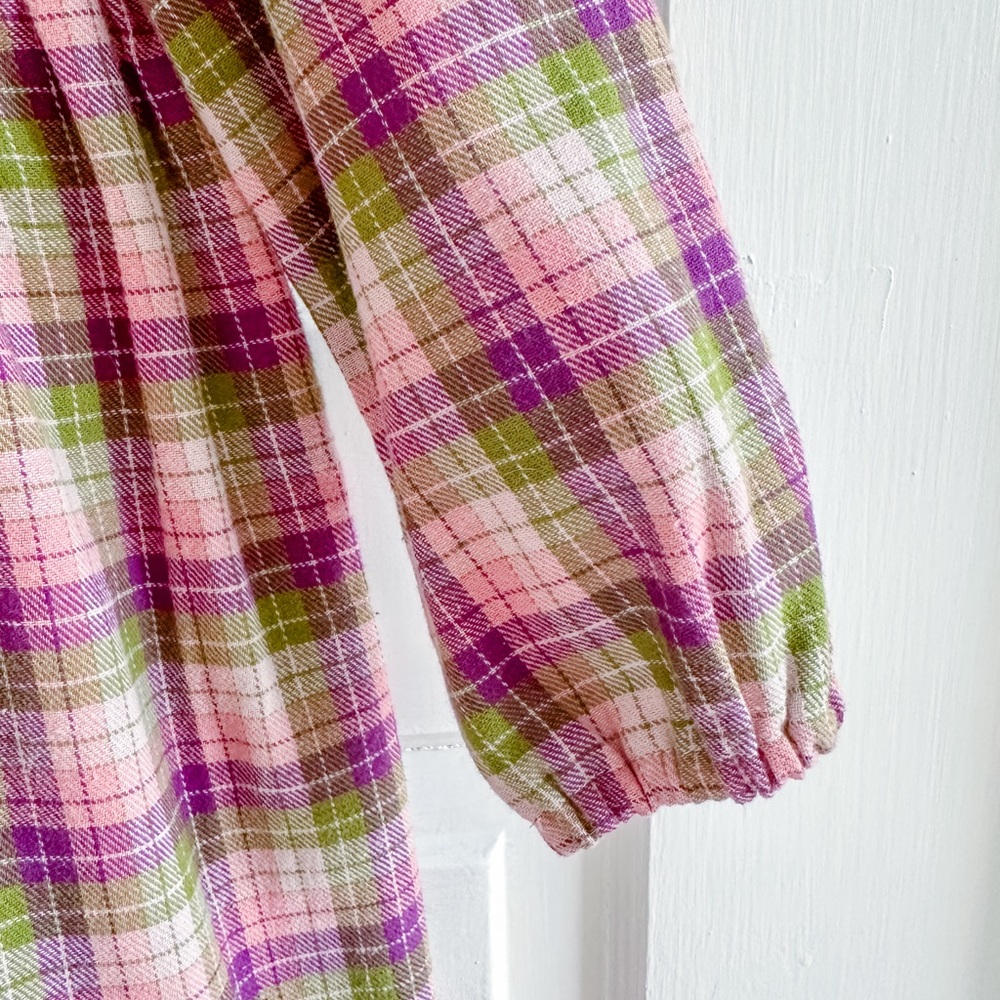 Plaid Long-Sleeve Kids Dress - Picture 7 of 12